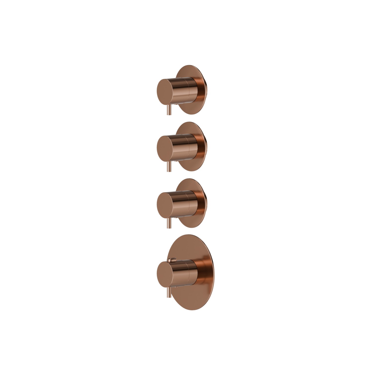 3 ways out concealed thermostatic multifunction selectors. 3/4” connections. External part. Ø70 - finish PVD Copper Bronze