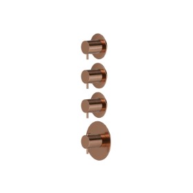 3 ways out concealed thermostatic multifunction selectors. 3/4” connections. External part. Ø70 - finish PVD Copper Bronze