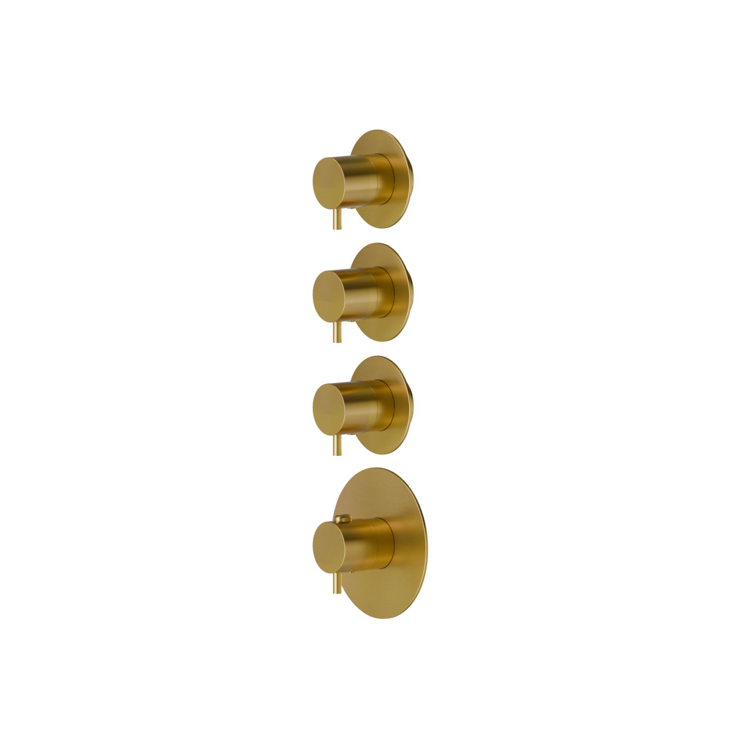 3 ways out concealed thermostatic multifunction selectors. 3/4” connections. External part. Ø70 - finish PVD Brushed Gold