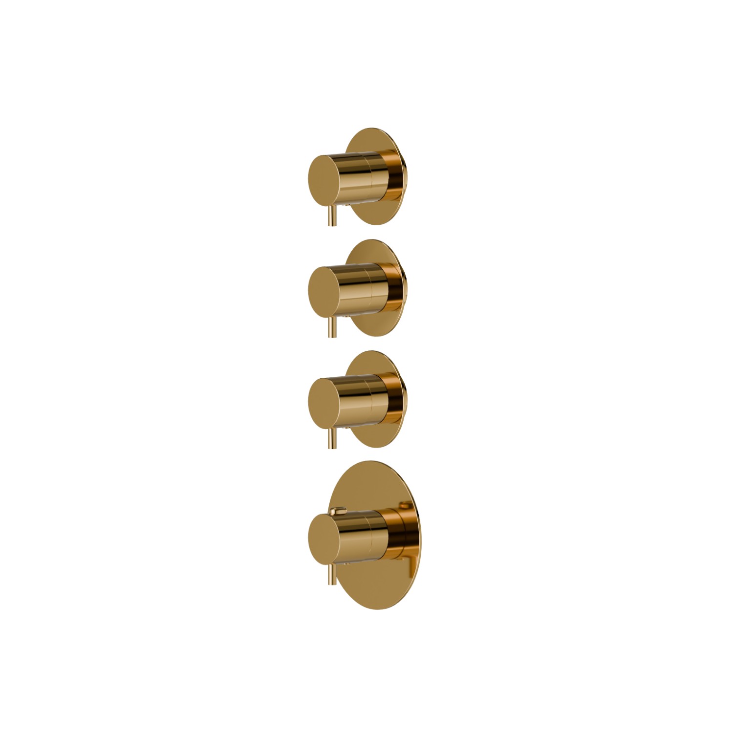 3 ways out concealed thermostatic multifunction selectors. 3/4” connections. External part. Ø70 - finish PVD Glossy Gold