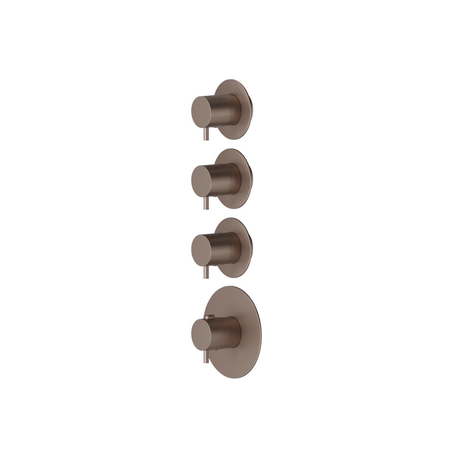3 ways out concealed thermostatic multifunction selectors. 3/4” connections. External part. Ø70 - finish Copper Glossy