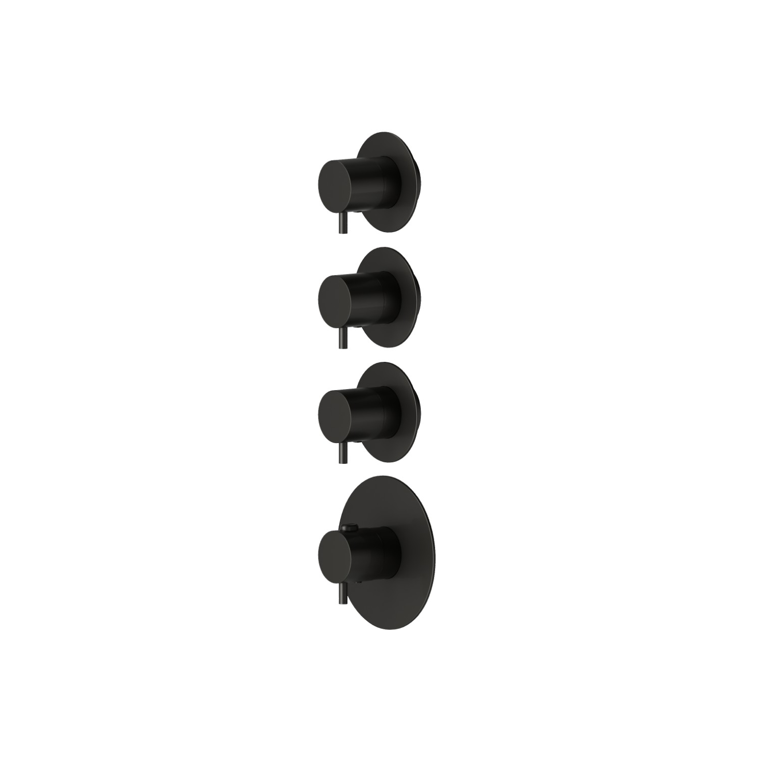3 ways out concealed thermostatic multifunction selectors. 3/4” connections. External part. Ø70 - finish Carbon Satin
