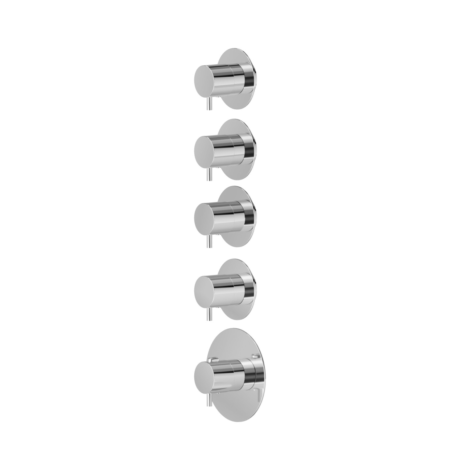 4 ways out concealed thermostatic multifunction selectors. 3/4” connections. External part. Ø70 - finish Chrome