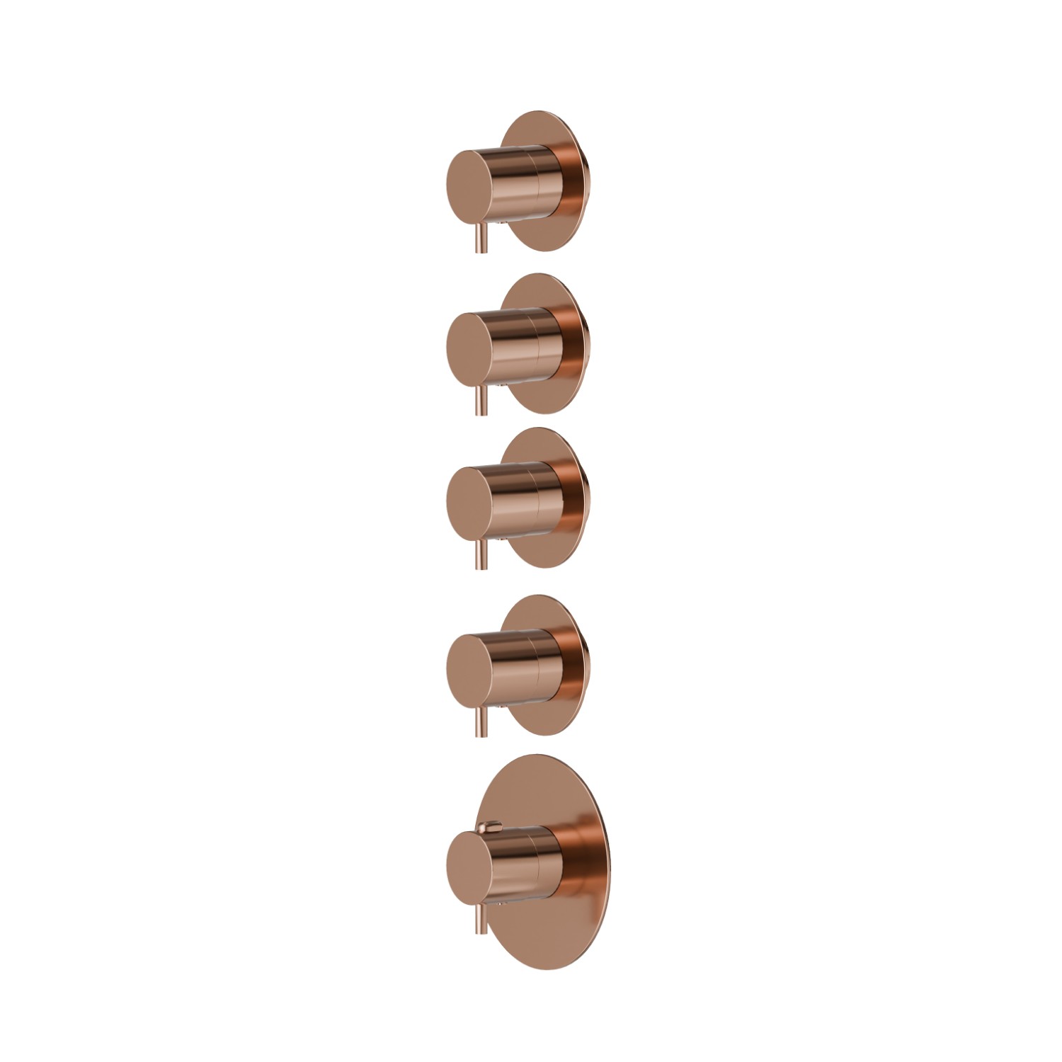 4 ways out concealed thermostatic multifunction selectors. 3/4” connections. External part. Ø70 - finish PVD Copper Bronze