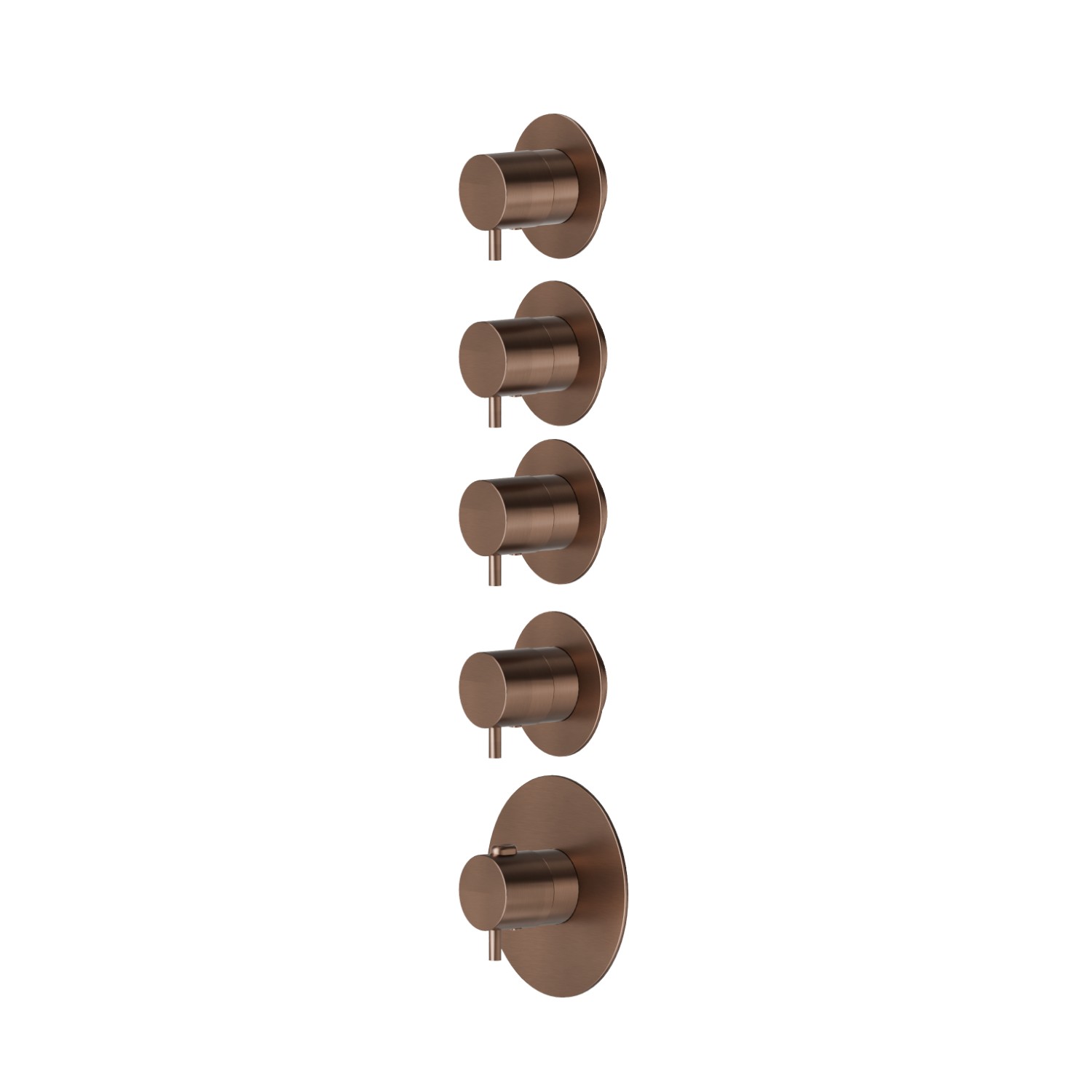 4 ways out concealed thermostatic multifunction selectors. 3/4” connections. External part. Ø70 - finish PVD Brushed Copper Bronze