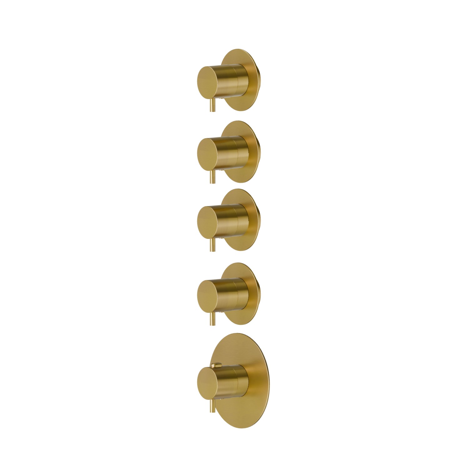 4 ways out concealed thermostatic multifunction selectors. 3/4” connections. External part. Ø70 - finish PVD Brushed Gold
