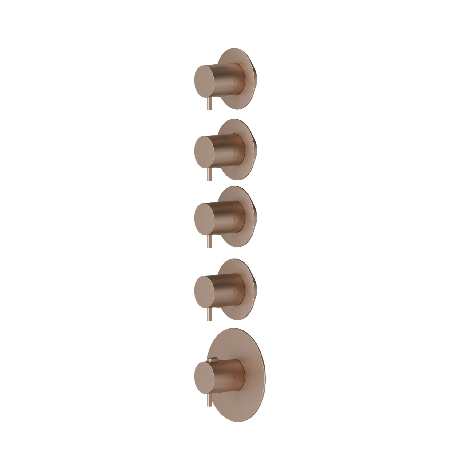 4 ways out concealed thermostatic multifunction selectors. 3/4” connections. External part. Ø70 - finish Copper Satin