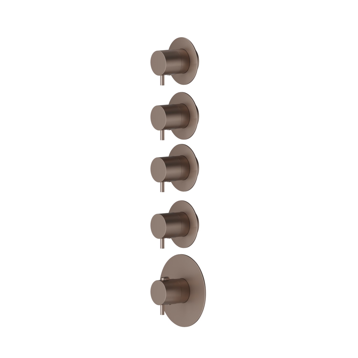 4 ways out concealed thermostatic multifunction selectors. 3/4” connections. External part. Ø70 - finish Copper Glossy