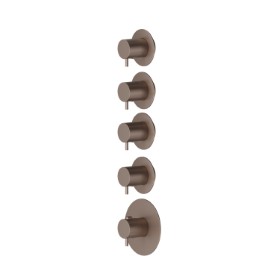 4 ways out concealed thermostatic multifunction selectors. 3/4” connections. External part. Ø70 - finish Copper Glossy