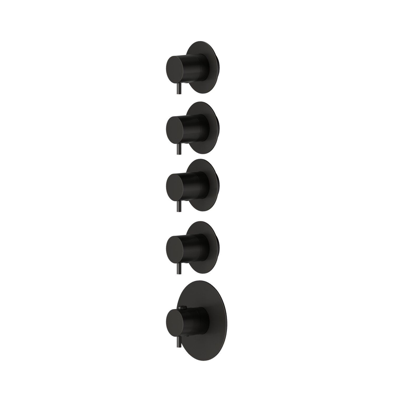 4 ways out concealed thermostatic multifunction selectors. 3/4” connections. External part. Ø70 - finish Carbon Satin