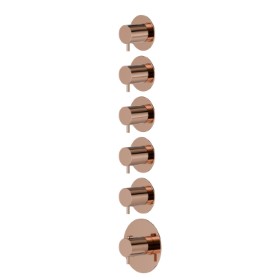 5 ways out concealed thermostatic multifunction selectors. 3/4” connections. External part. Ø70 - finish PVD Copper Bronze