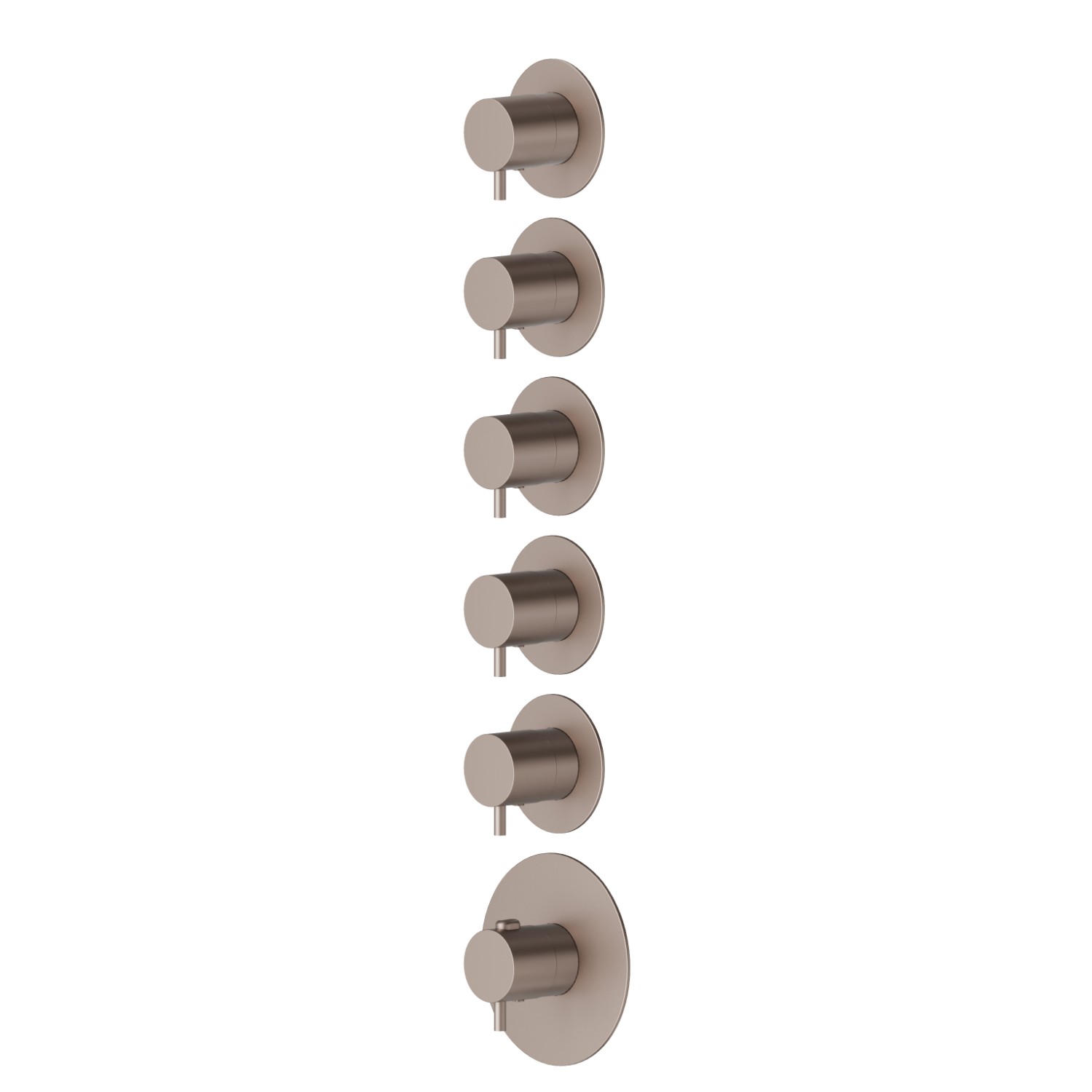 5 ways out concealed thermostatic multifunction selectors. 3/4” connections. External part. Ø70 - finish Copper Glossy