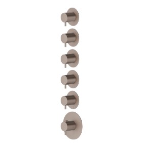5 ways out concealed thermostatic multifunction selectors. 3/4” connections. External part. Ø70 - finish Copper Glossy