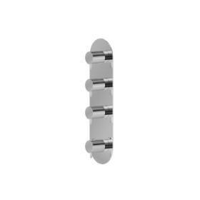 Miscelatore termostatico multiutenza ad incasso a 3 uscite. ingressi ed uscite da 3/4”. Parte esterna - finitura Cromo