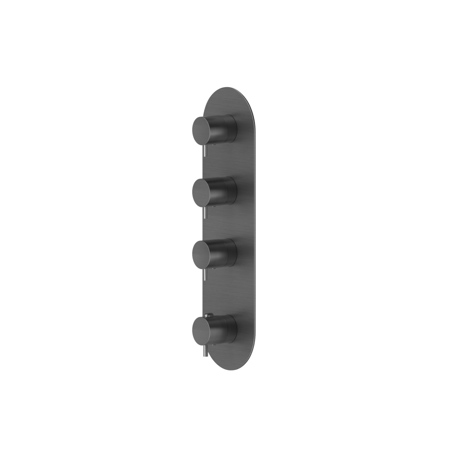 3 ways out concealed thermostatic multifunction selectors. 3/4” connections. External part - finish PVD Brushed Gun Metal