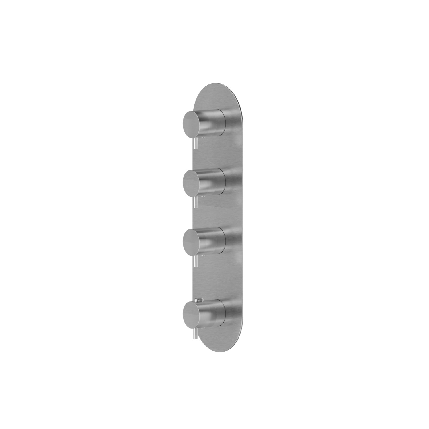 3 ways out concealed thermostatic multifunction selectors. 3/4” connections. External part - finish PVD Brushed steel