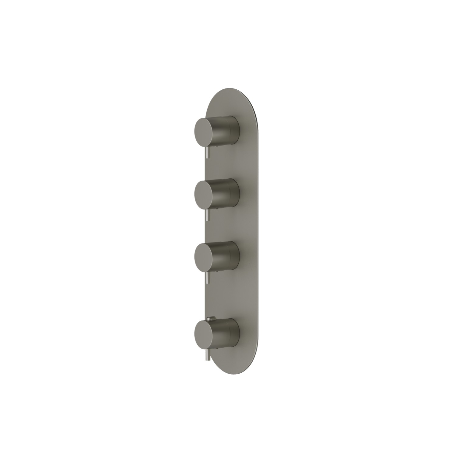 3 ways out concealed thermostatic multifunction selectors. 3/4” connections. External part - finish Titanium Satin