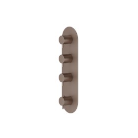 3 ways out concealed thermostatic multifunction selectors. 3/4” connections. External part - finish Copper Glossy