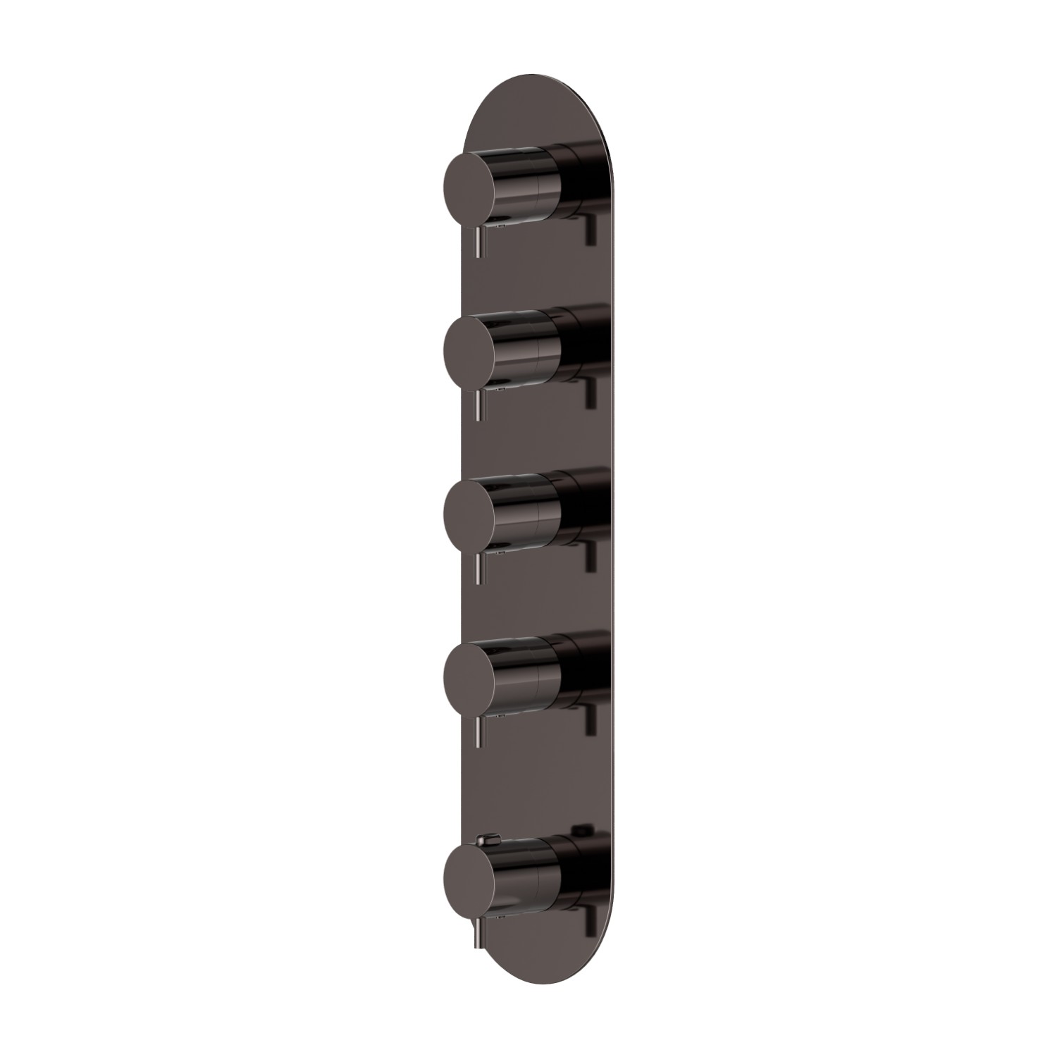 4 ways out concealed thermostatic multifunction selectors. 3/4” connections. External part - finish PVD Gun Metal