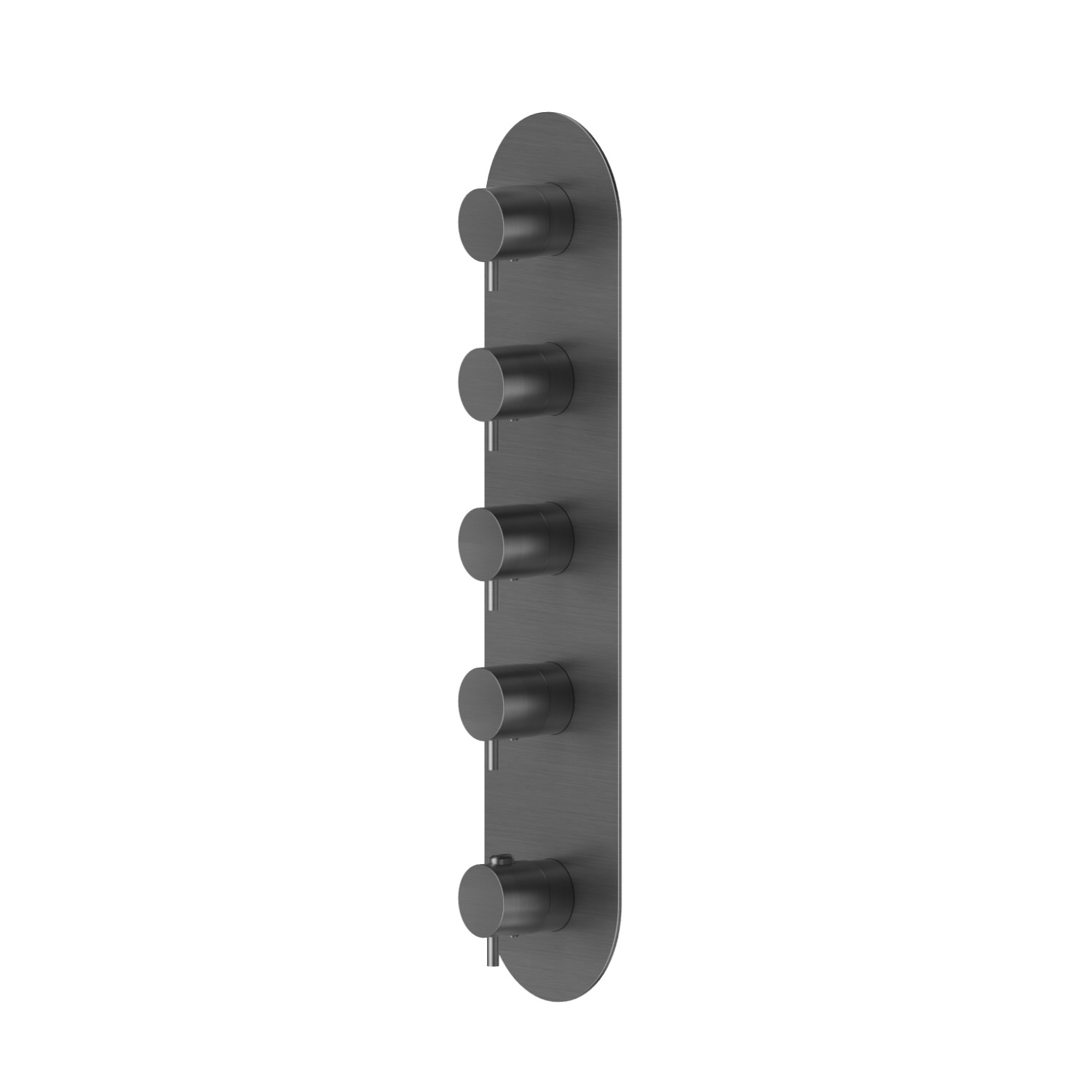 4 ways out concealed thermostatic multifunction selectors. 3/4” connections. External part - finish PVD Brushed Gun Metal
