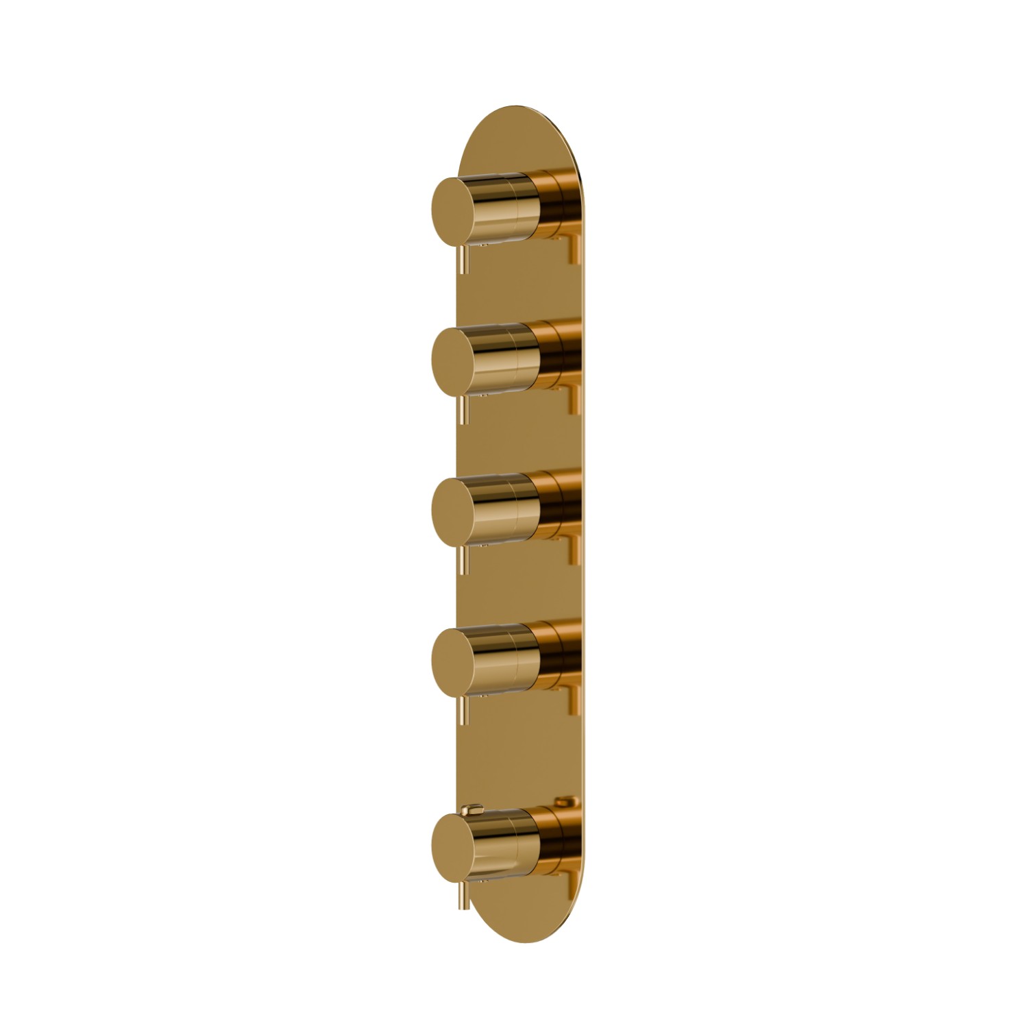 Mitigeurs de douche thermostatiques à encastrer 4 sorties. entrées et sorties de 3/4”. Façade murale - finition PVD Glossy Gold