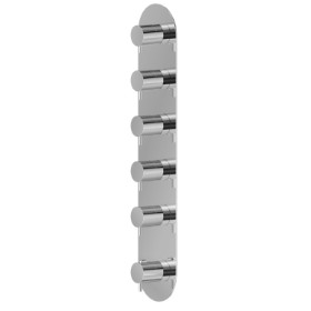 Miscelatore termostatico multiutenza ad incasso a 5 uscite. ingressi ed uscite da 3/4”. Parte esterna. Ø70 - finitura Cromo