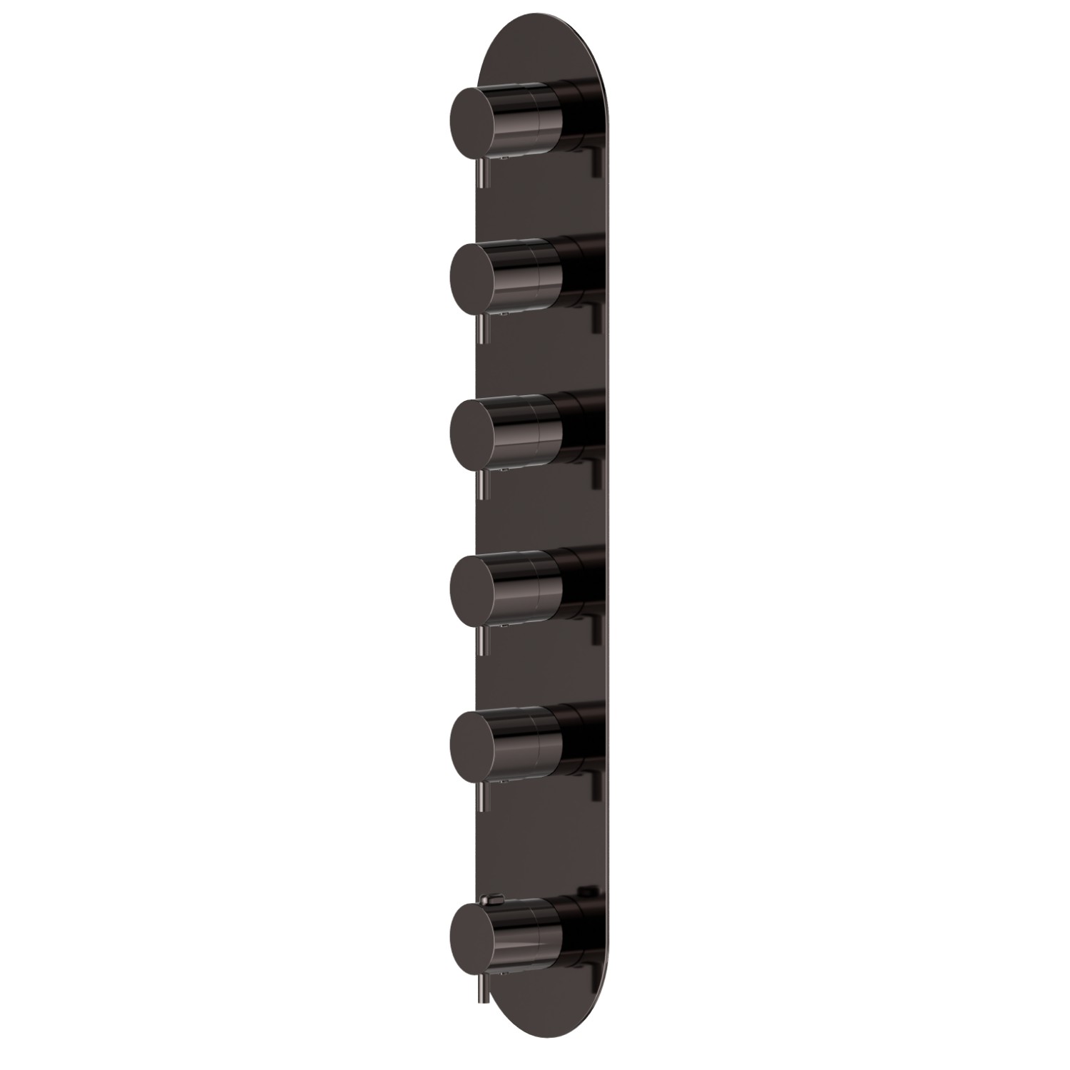 5 ways out concealed thermostatic multifunction selectors. 3/4” connections. External part - finish PVD Gun Metal