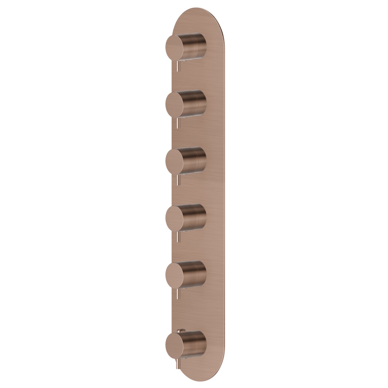 5 ways out concealed thermostatic multifunction selectors. 3/4” connections. External part - finish PVD Brushed Copper Bronze