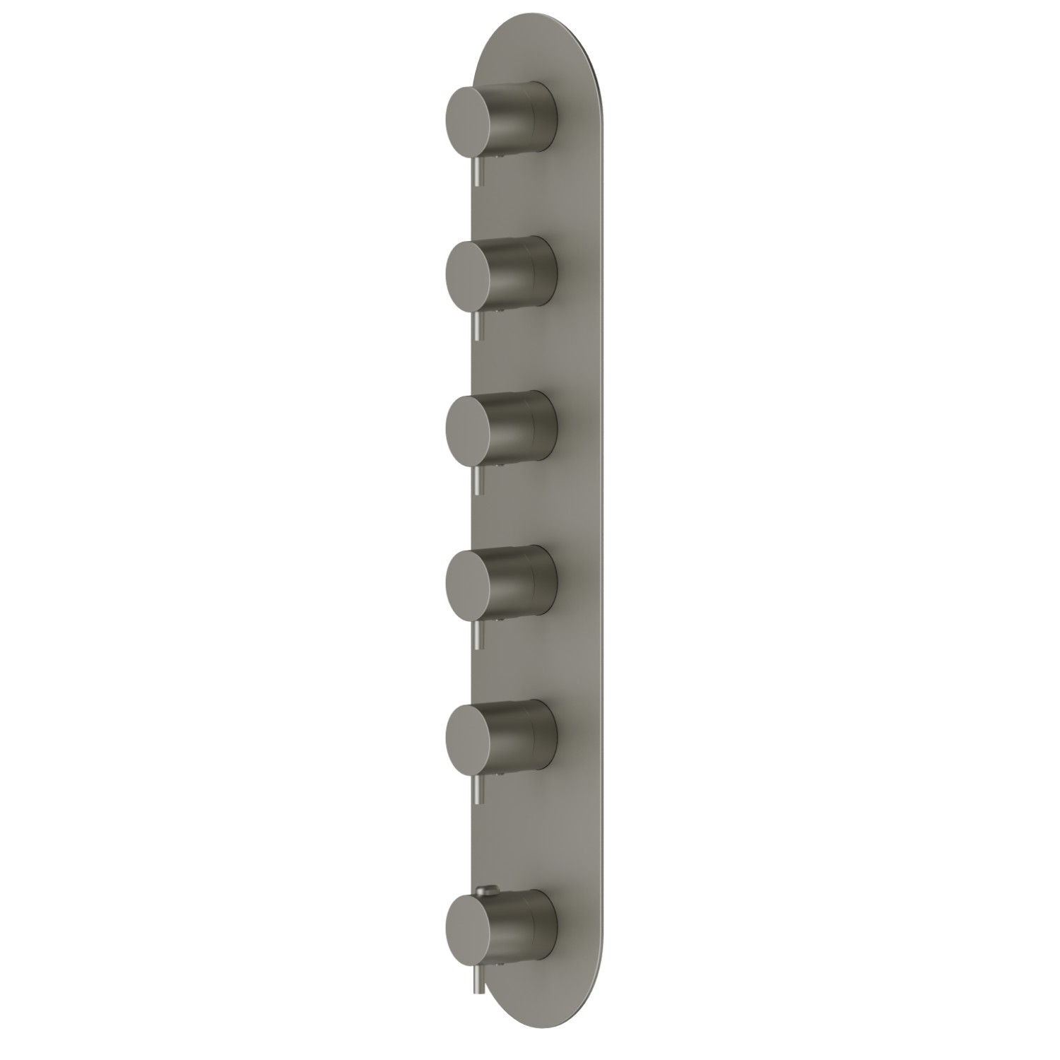 5 ways out concealed thermostatic multifunction selectors. 3/4” connections. External part - finish Titanium Satin