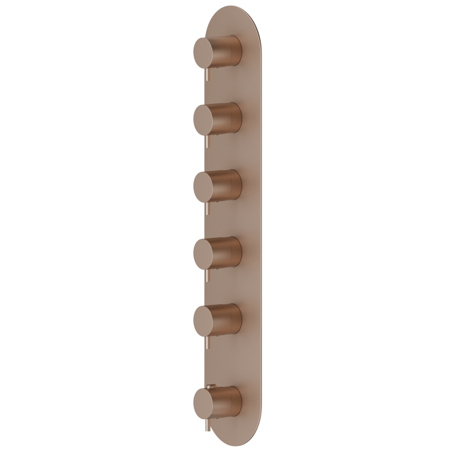 5 ways out concealed thermostatic multifunction selectors. 3/4” connections. External part - finish Copper Satin