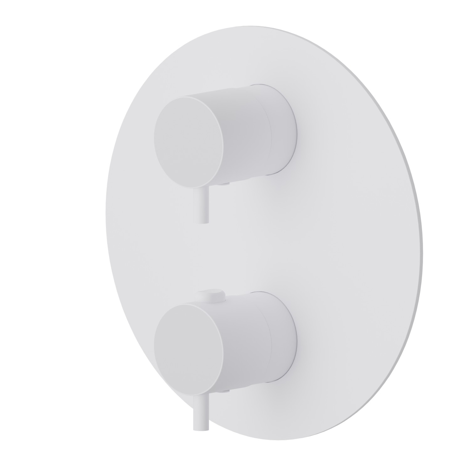 Concealed thermostatic mixer, with one handle for temperature control and 2 ways out diverter. External part - finish Matt White