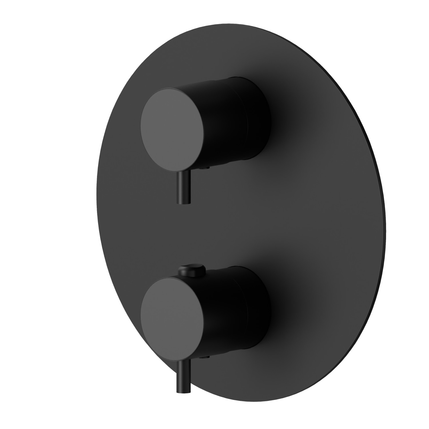 Concealed thermostatic mixer, with one handle for temperature control and 2 ways out diverter. External part - finish Matt Black