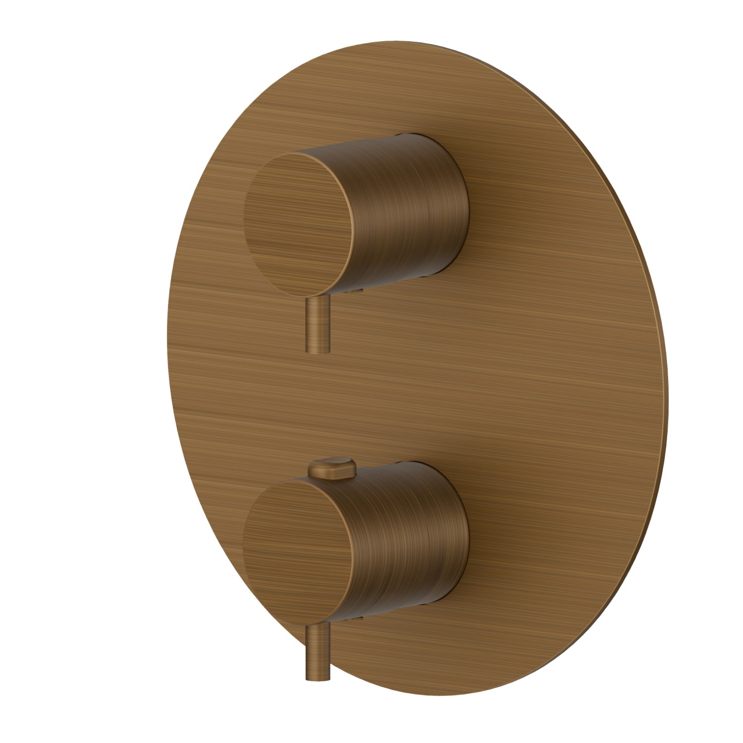 Concealed thermostatic mixer, with one handle for temperature control and 2 ways out diverter. External part - finish Groove Bronze