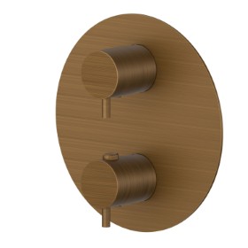 Concealed thermostatic mixer, with one handle for temperature control and 2 ways out diverter. External part - finish Groove Bronze