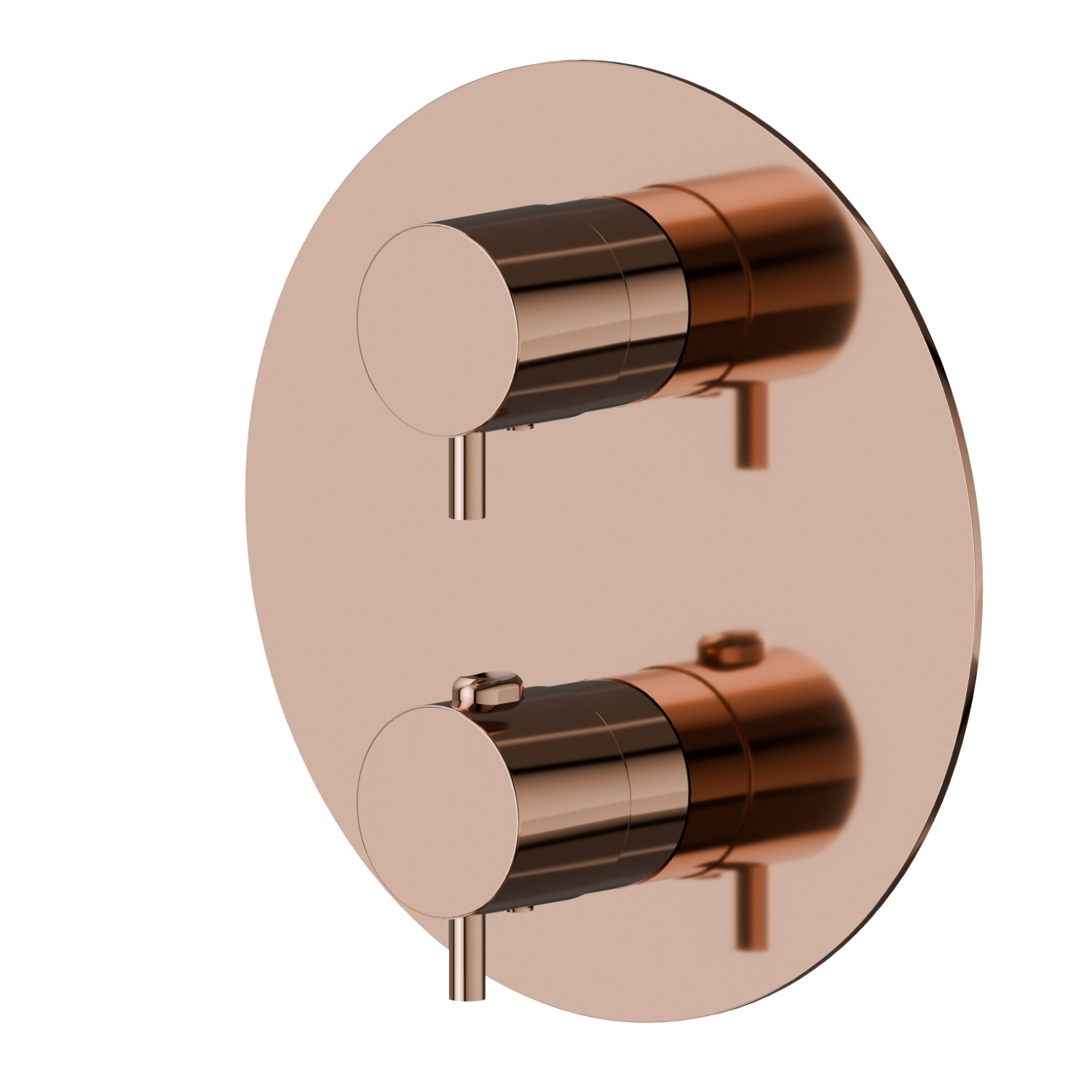 Concealed thermostatic mixer, with one handle for temperature control and 2 ways out diverter. External part - finish PVD Copper Bronze