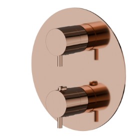 Concealed thermostatic mixer, with one handle for temperature control and 2 ways out diverter. External part - finish PVD Copper Bronze