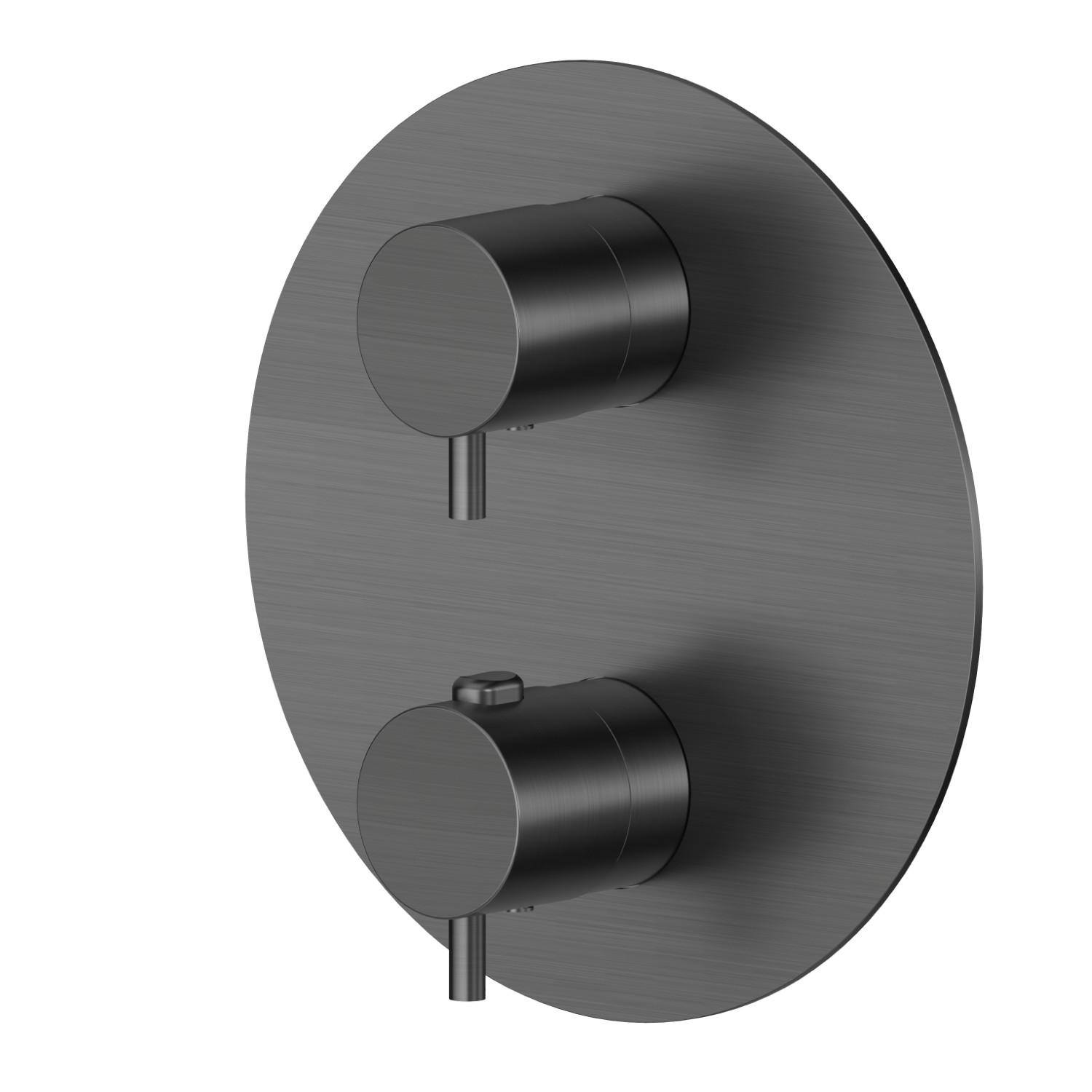 Concealed thermostatic mixer, with one handle for temperature control and 2 ways out diverter. External part - finish PVD Brushed Gun Metal