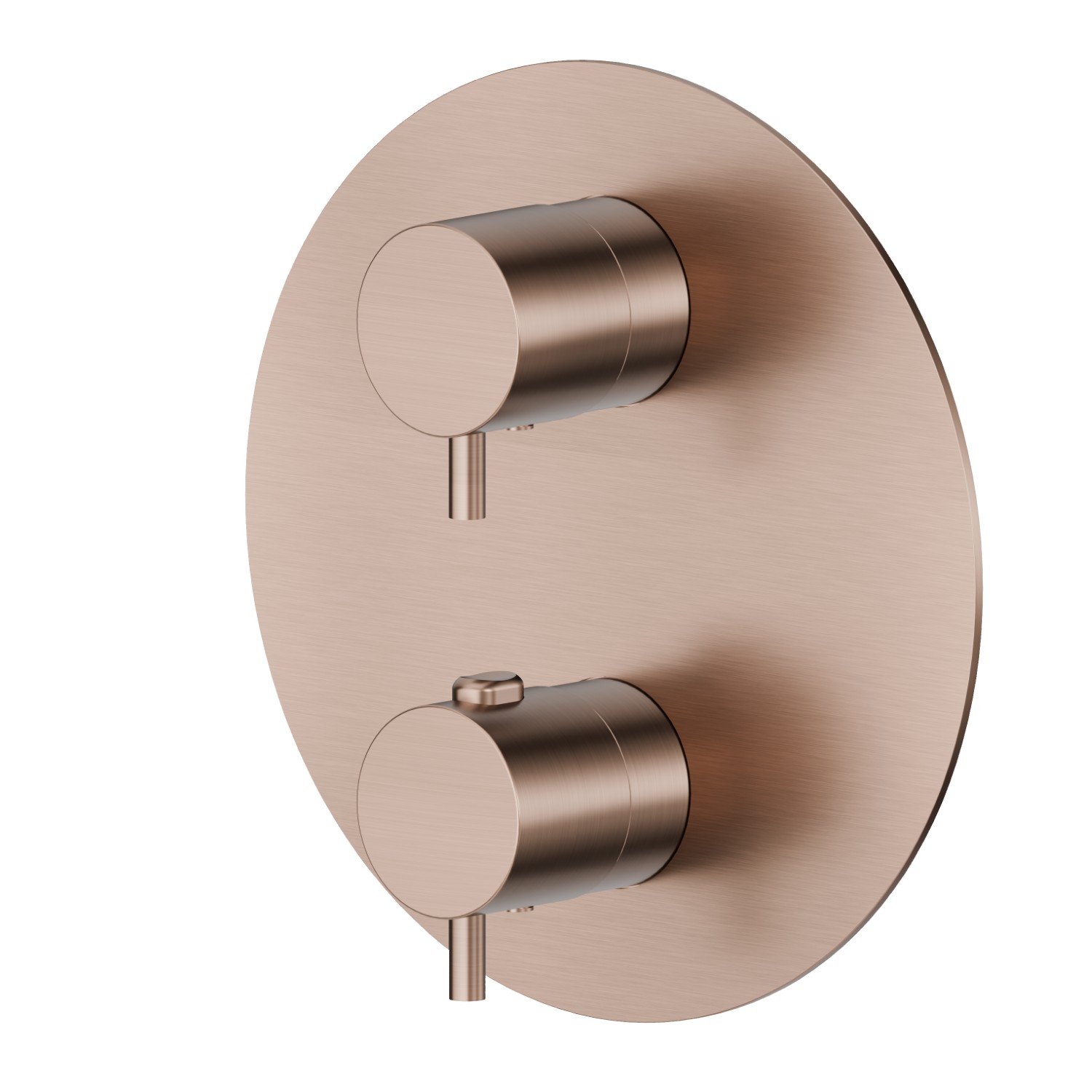 Concealed thermostatic mixer, with one handle for temperature control and 2 ways out diverter. External part - finish PVD Brushed Copper Bronze