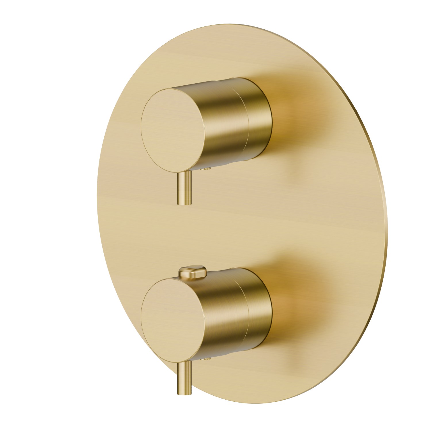 Concealed thermostatic mixer, with one handle for temperature control and 2 ways out diverter. External part - finish PVD Brushed Gold
