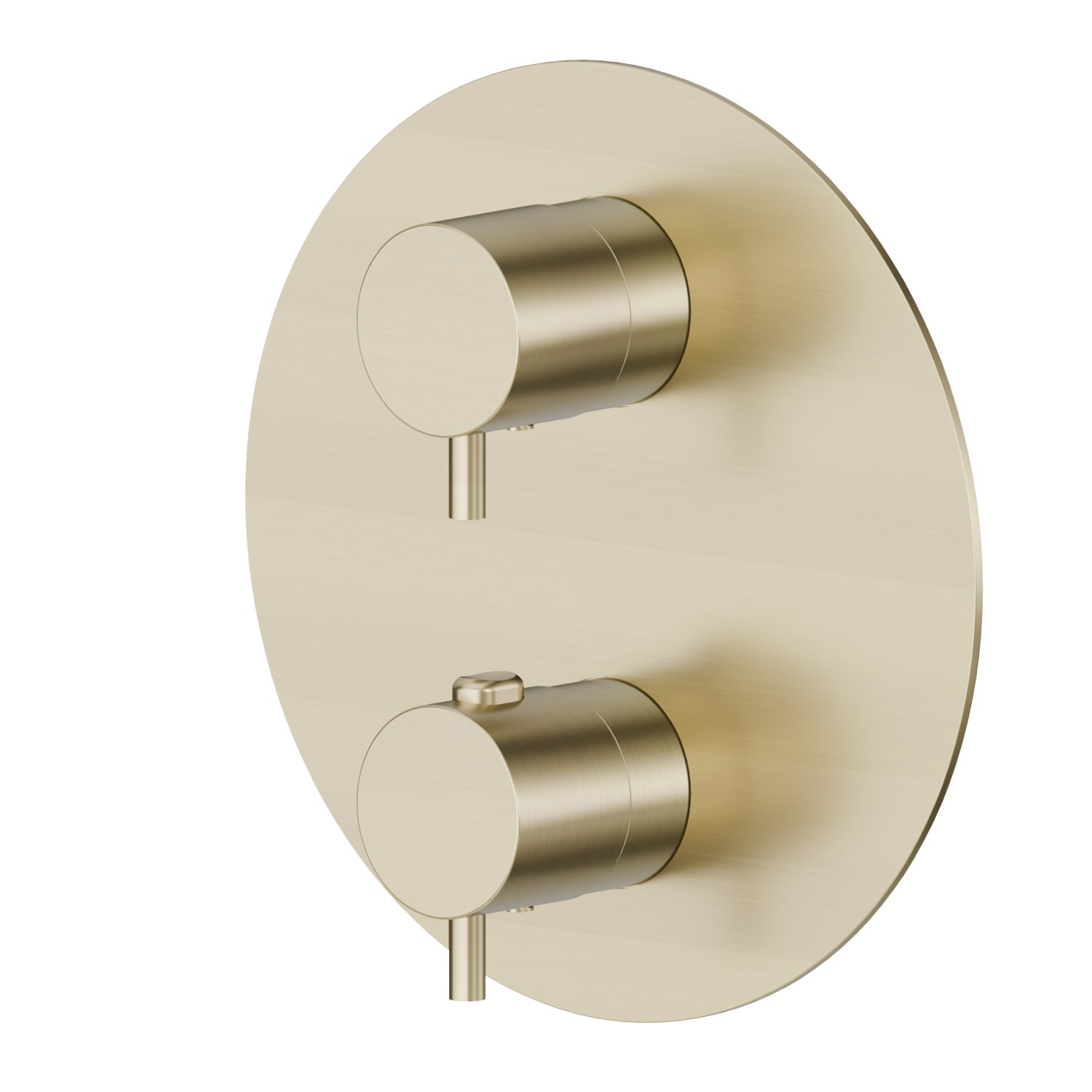 Concealed thermostatic mixer, with one handle for temperature control and 2 ways out diverter. External part - finish PVD Brushed Pale Gold