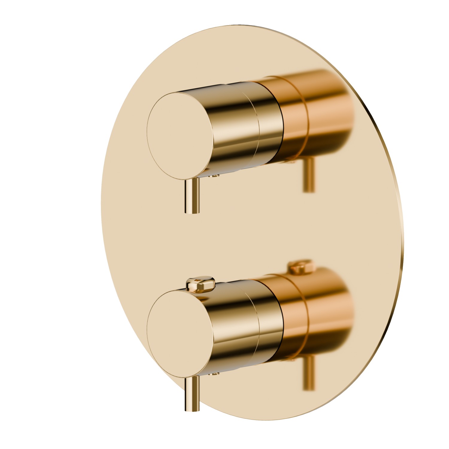 Concealed thermostatic mixer, with one handle for temperature control and 2 ways out diverter. External part - finish PVD Glossy Gold