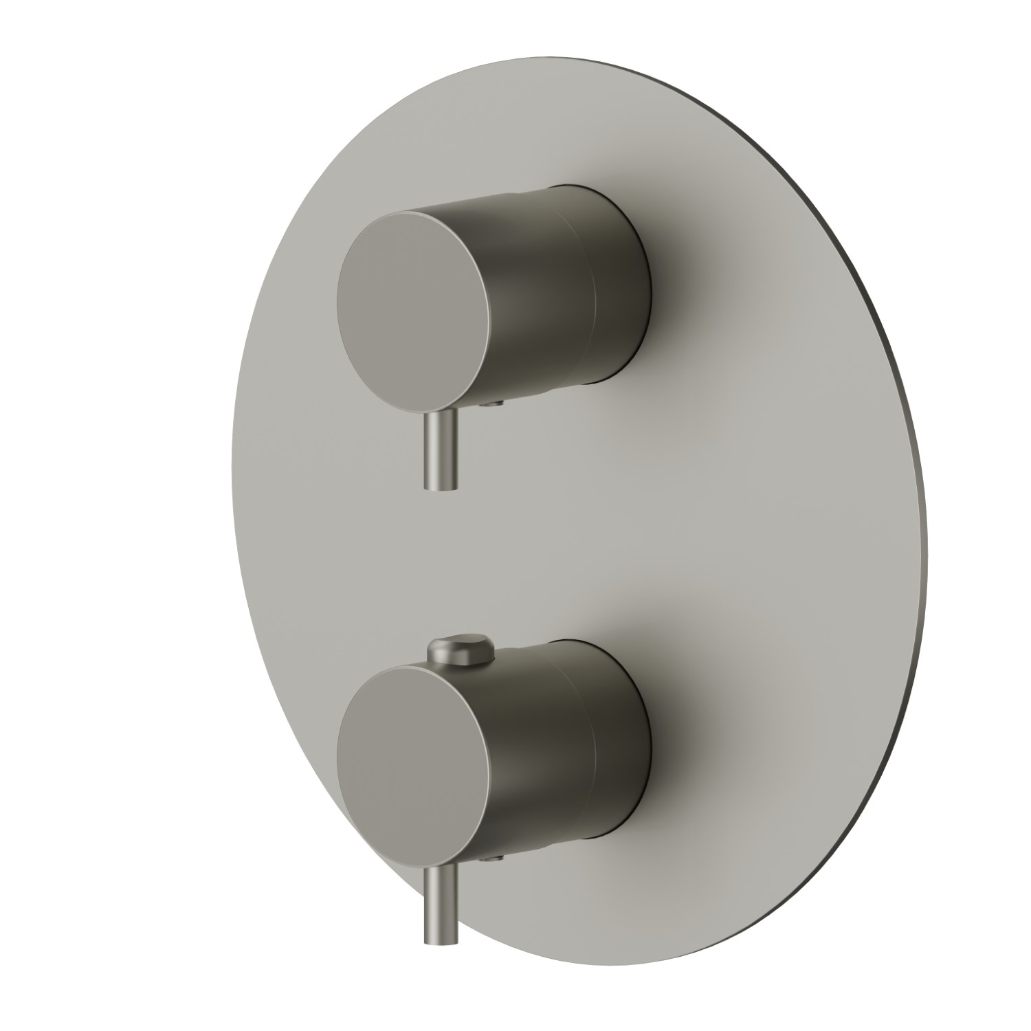 Concealed thermostatic mixer, with one handle for temperature control and 2 ways out diverter. External part - finish Titanium Satin