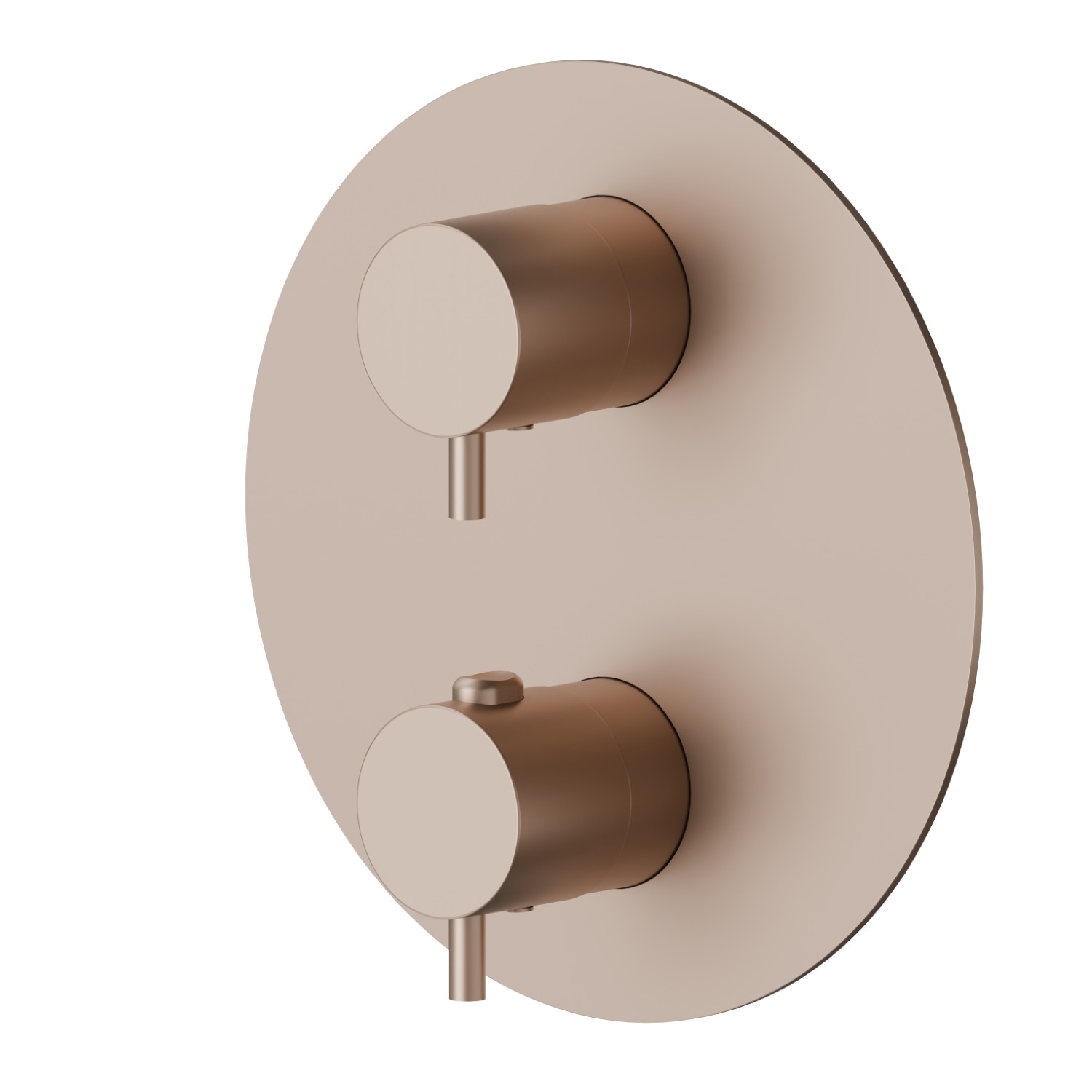 Concealed thermostatic mixer, with one handle for temperature control and 2 ways out diverter. External part - finish Copper Satin