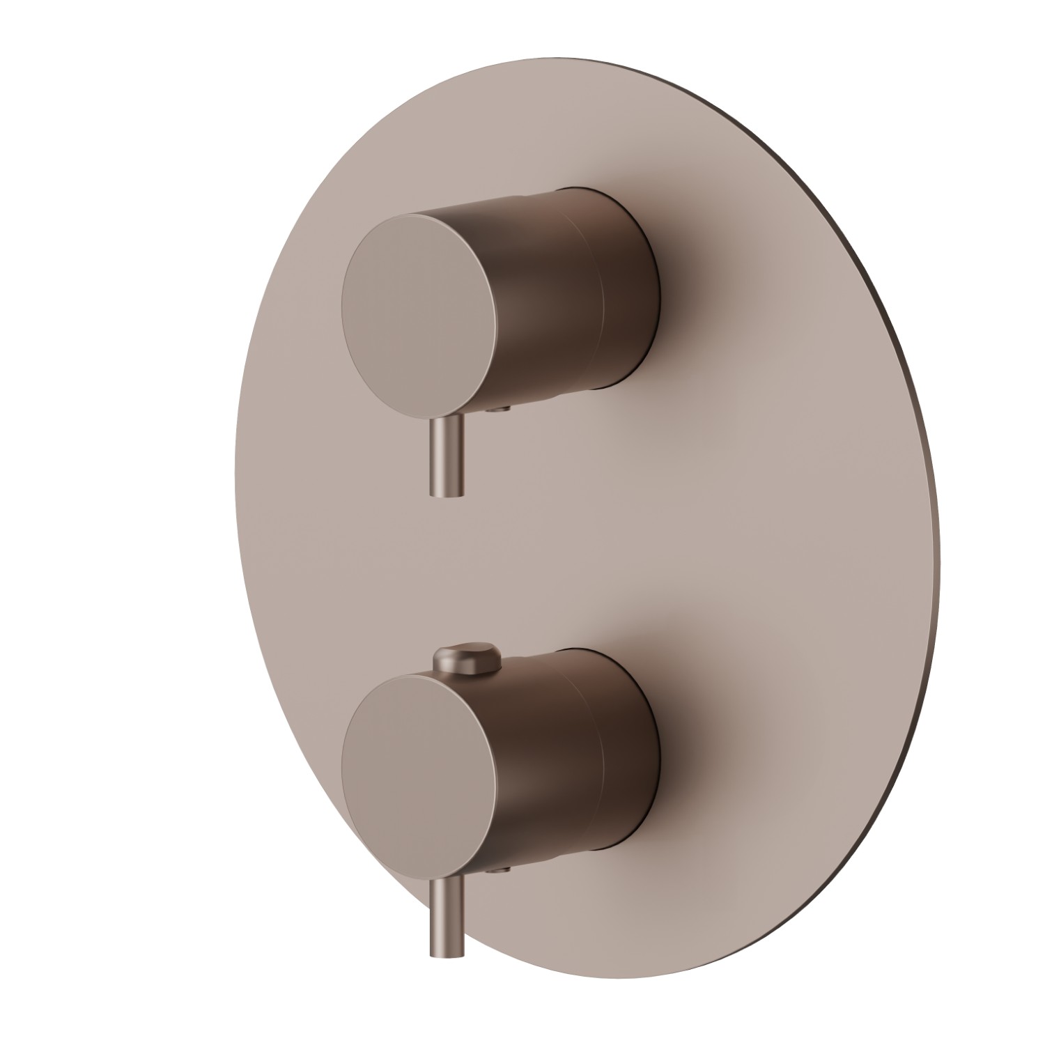Concealed thermostatic mixer, with one handle for temperature control and 2 ways out diverter. External part - finish Copper Glossy
