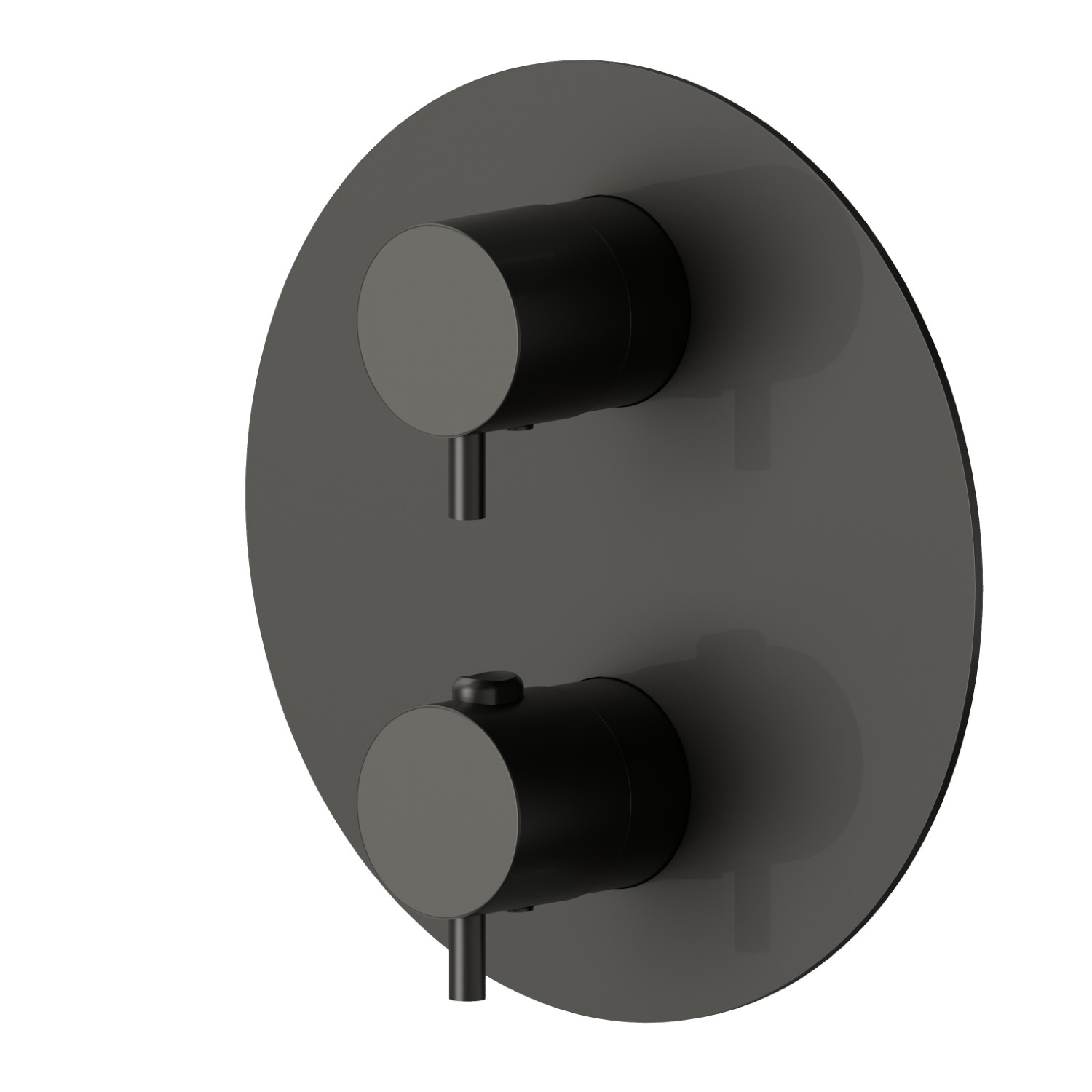 Concealed thermostatic mixer, with one handle for temperature control and 2 ways out diverter. External part - finish Carbon Satin