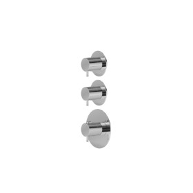 Miscelatore termostatico multiutenza ad incasso a 2 uscite. ingressi ed uscite da 3/4”. Parte esterna - finitura Cromo