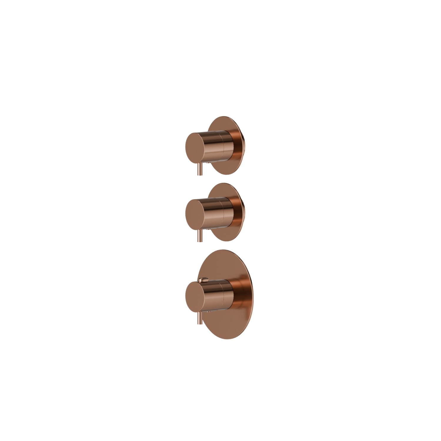 2 ways out concealed thermostatic multifunction selectors. 3/4” connections. External part - finish PVD Copper Bronze