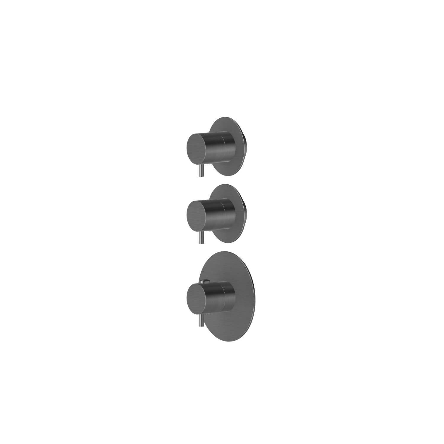 2 ways out concealed thermostatic multifunction selectors. 3/4” connections. External part - finish PVD Brushed Gun Metal