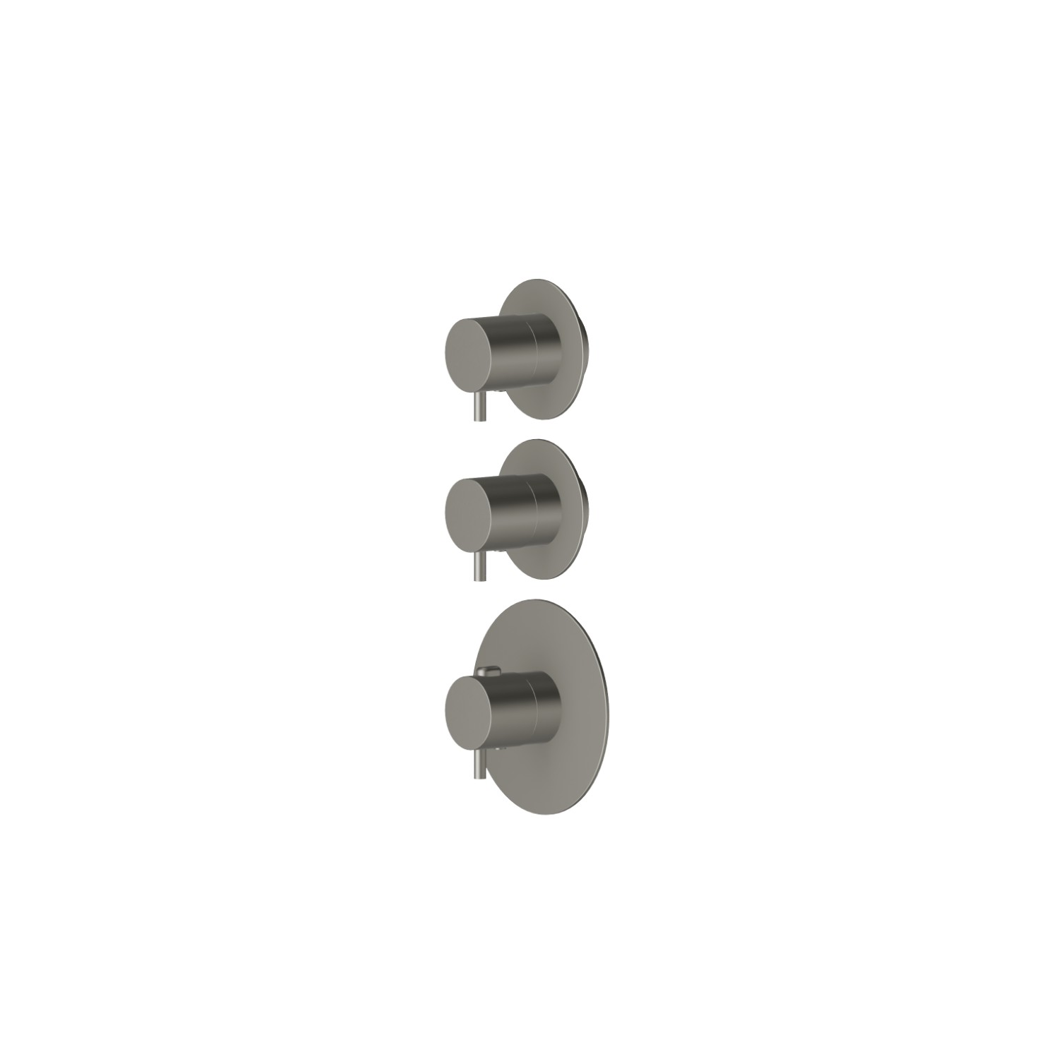 2 ways out concealed thermostatic multifunction selectors. 3/4” connections. External part - finish Titanium Satin