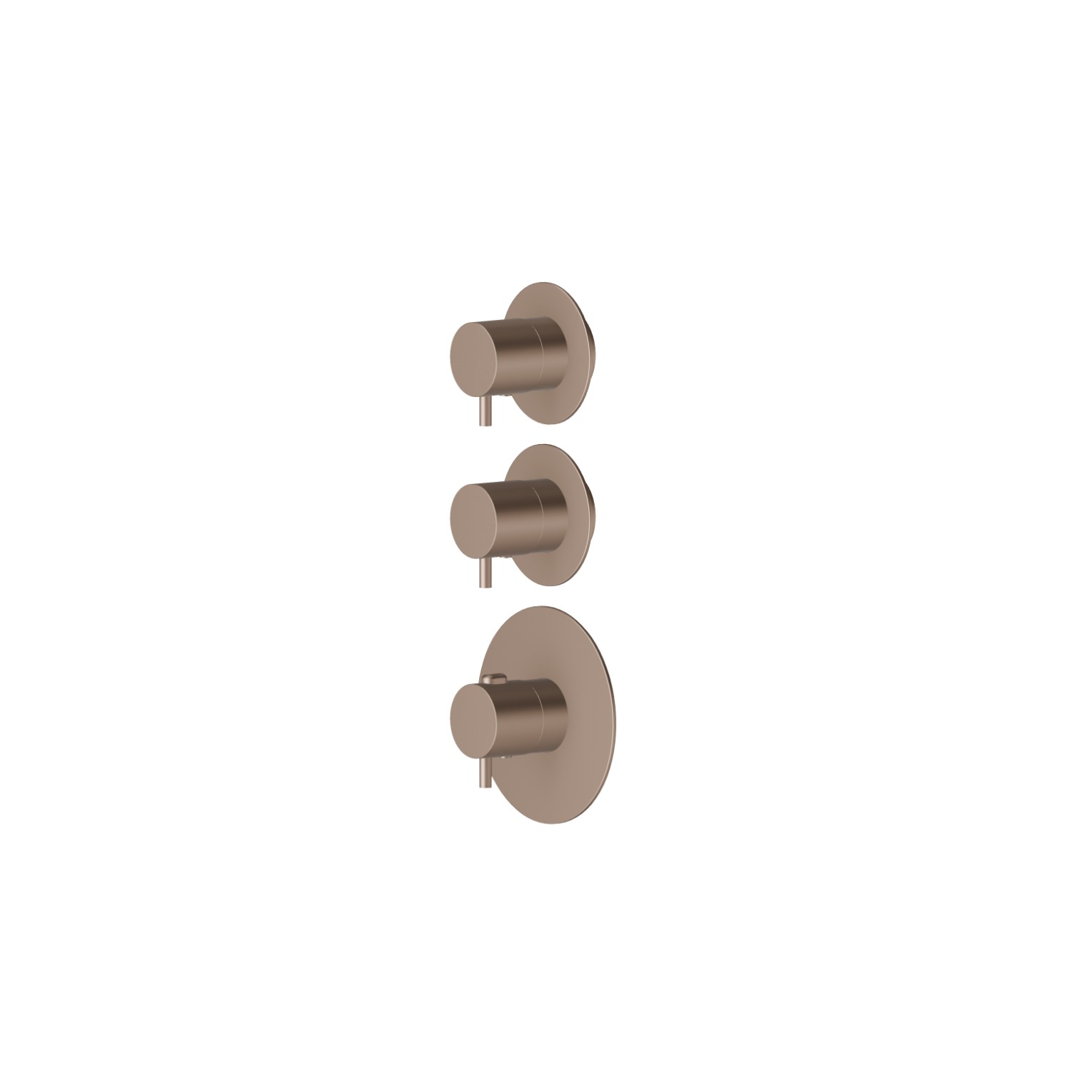2 ways out concealed thermostatic multifunction selectors. 3/4” connections. External part - finish Copper Satin